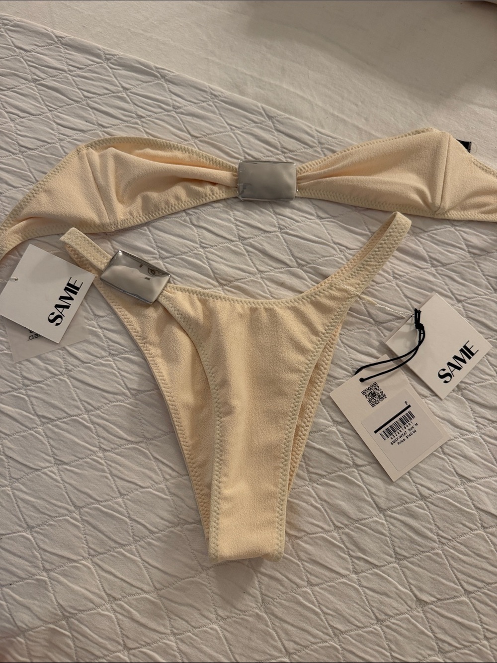 SAME Cream Hammered Metal Bikini Set - Small & Medium